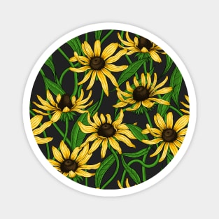 Yellow Rudbekia on black Magnet